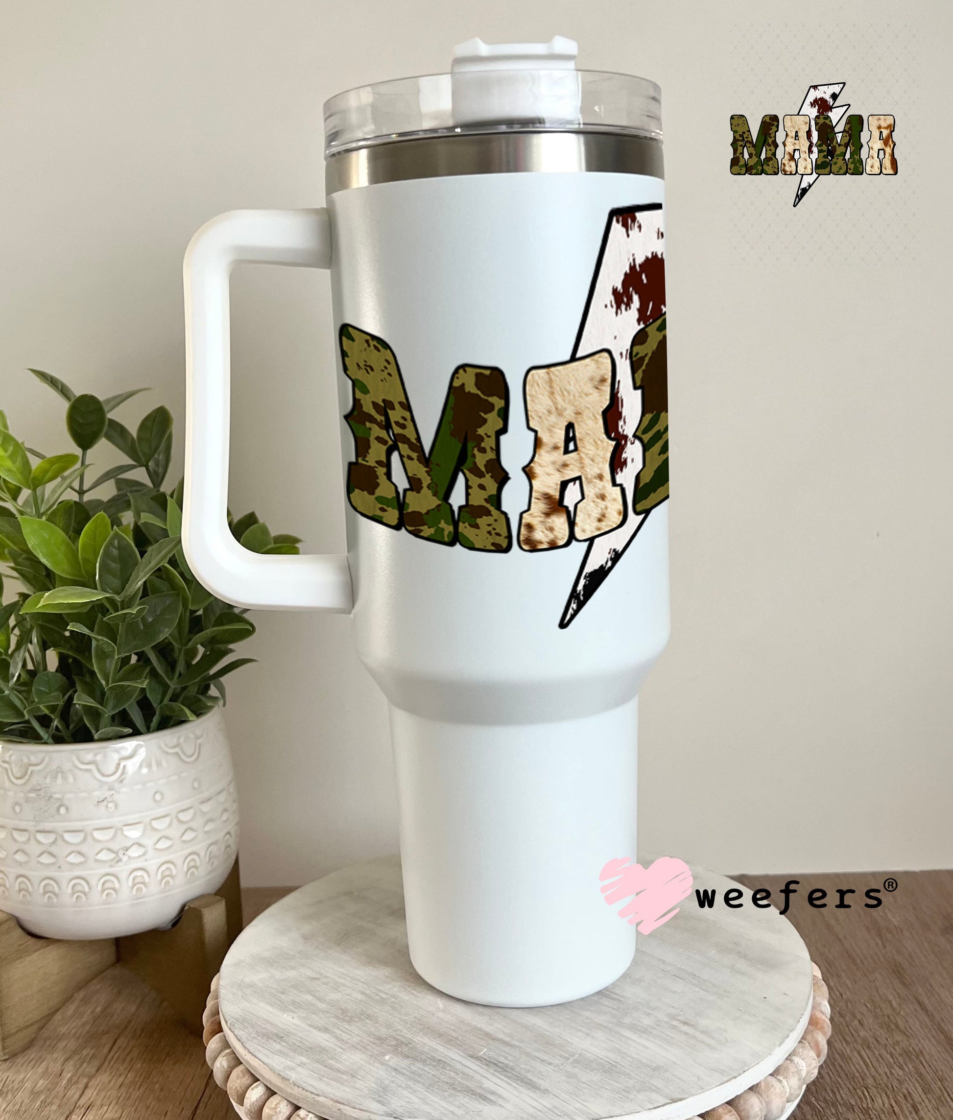 UV DTF Decal - Mama Camo 40oz Tumbler Weefers