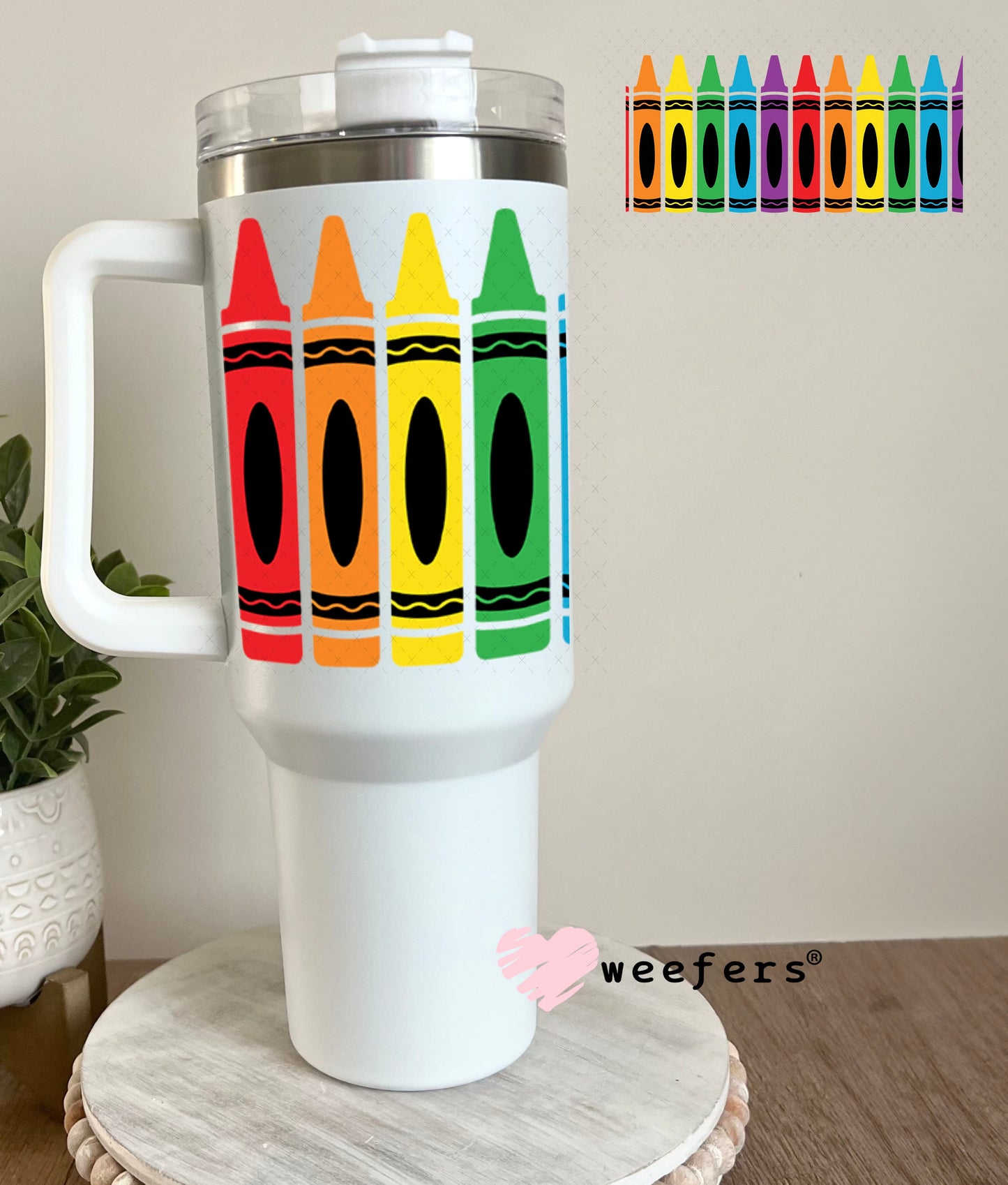 UV DTF Cup Wraps - Colored Crayons Teacher 40oz Tumbler Weefers