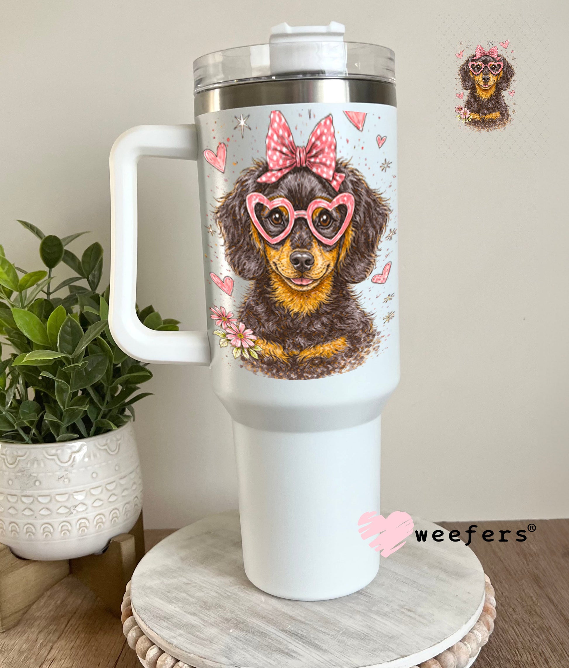UV DTF Decal - Hearts Dachshund 40oz Tumbler Weefers
