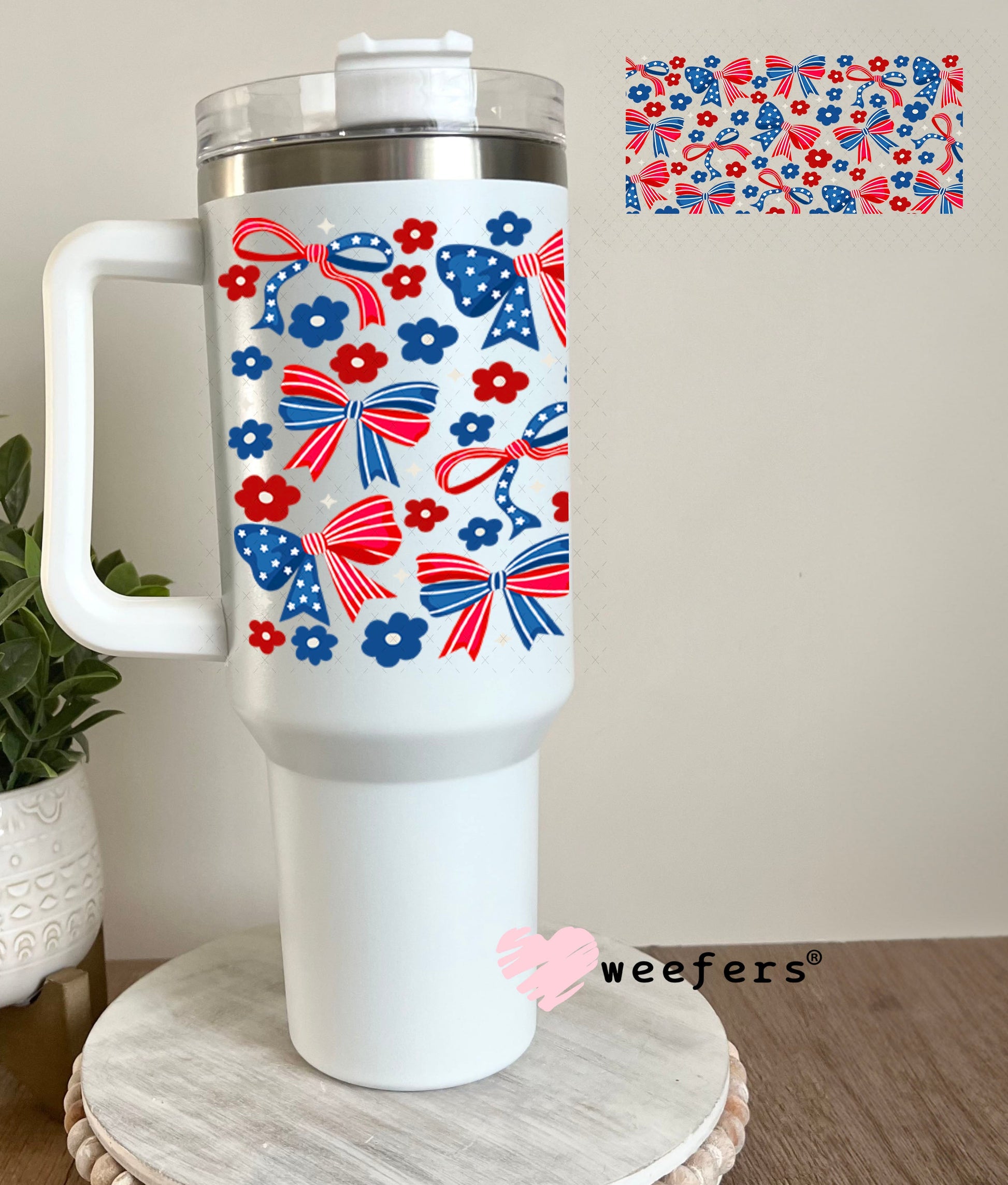 UV DTF Cup Wraps - 4th of jUly Bows 40oz Tumbler Weefers