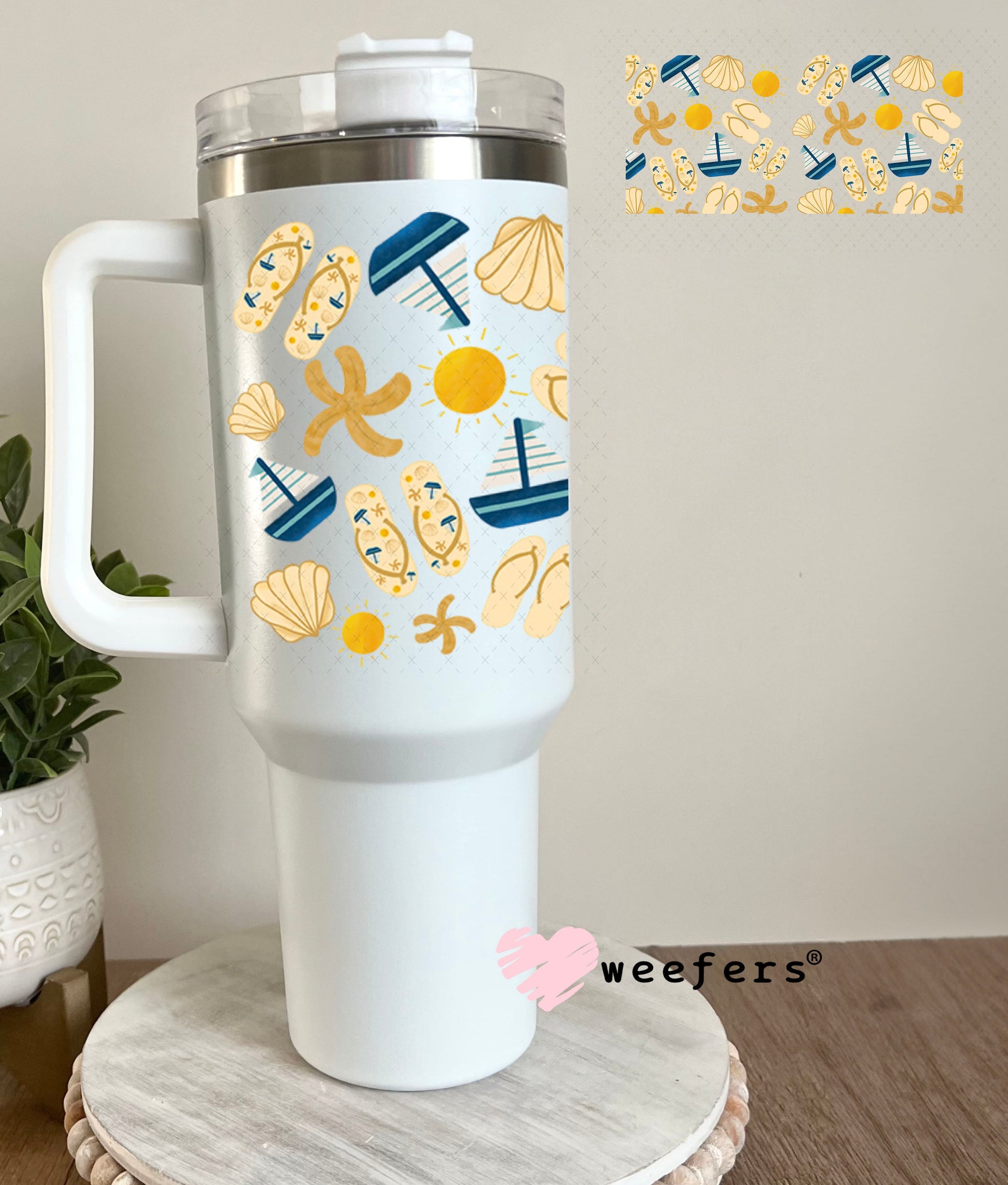UV DTF Cup Wraps - Sailboats and Flip Flops 40oz Tumbler Weefers