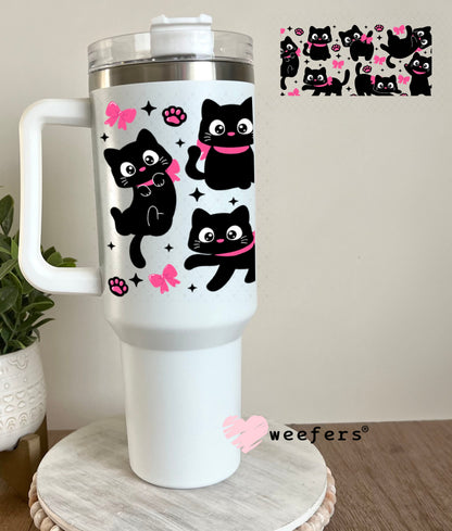 UV DTF Cup Wraps - Playful Cats and Hot Pink Butterflies 40oz Tumbler Weefers