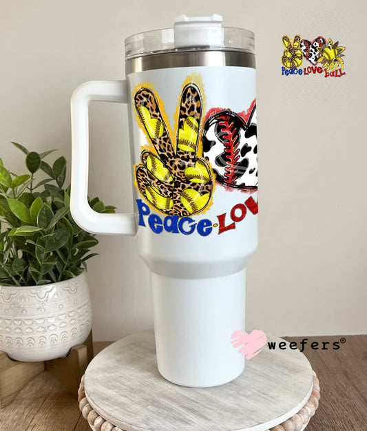 UV DTF Decal - Peace Love Softball 40oz Tumbler Weefers
