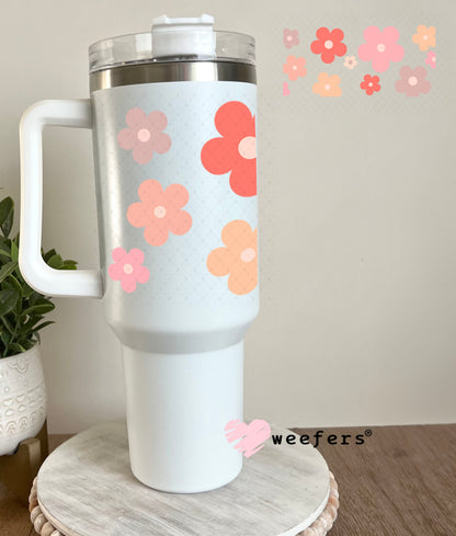 UV DTF Cup Wraps - Daisies Pink and Peach 40oz Tumbler Weefers