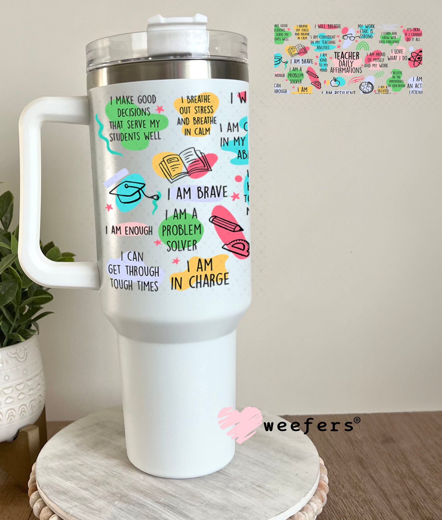 UV DTF Cup Wraps - Teacher Daily Affirmations 40oz Tumbler Weefers