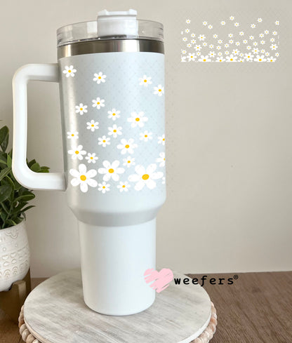 UV DTF Cup Wraps - White Daisies 40oz Tumbler Weefers