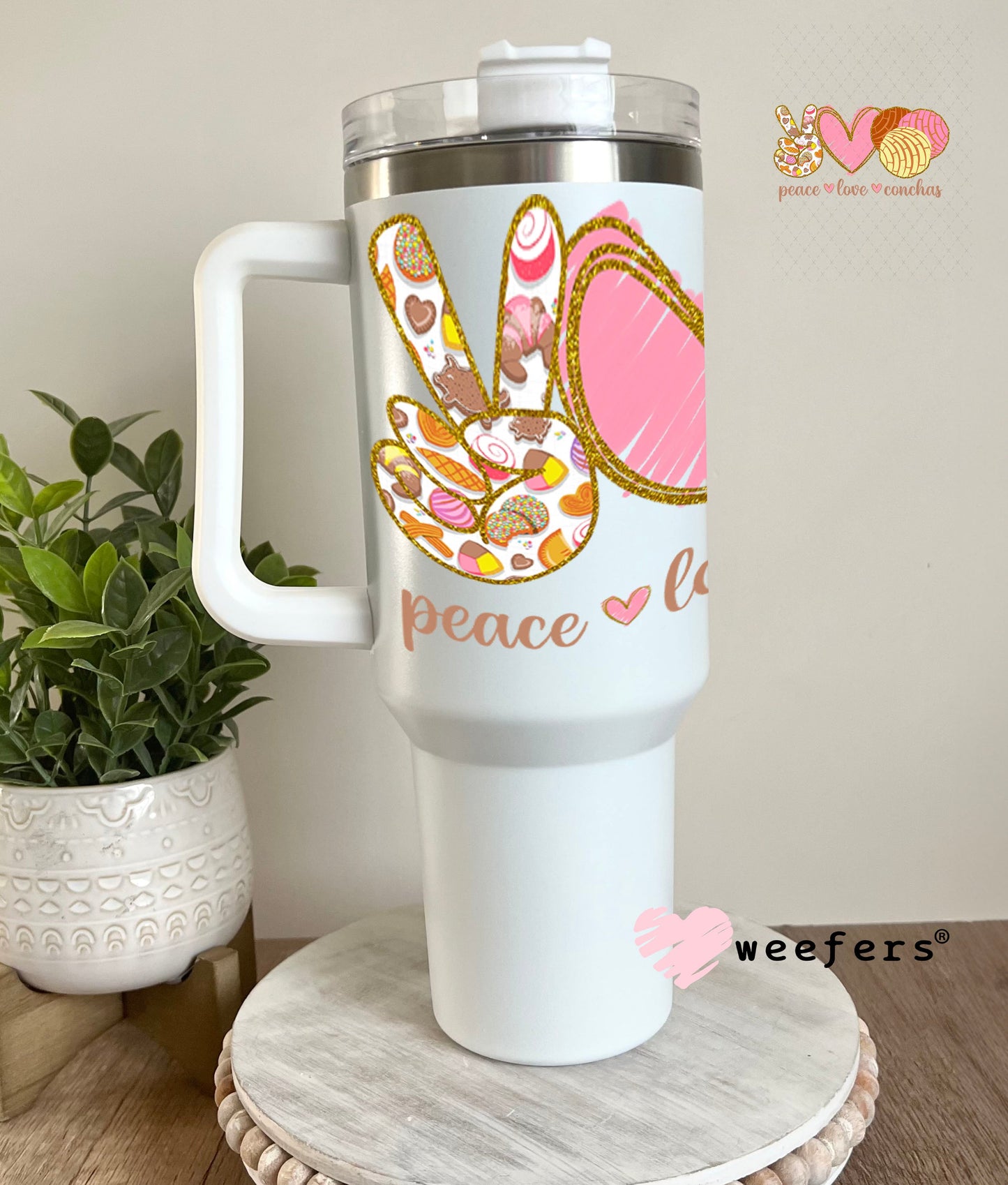 UV DTF Decal - Peace Love Conchas 40oz Tumbler Weefers