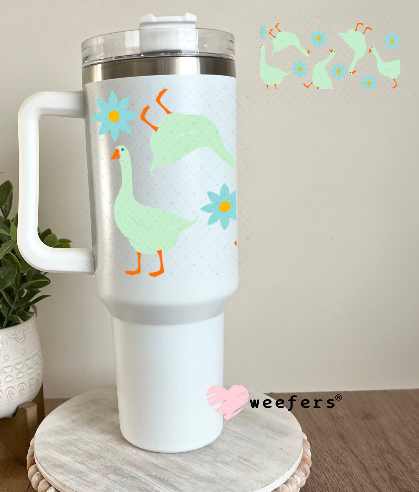 UV DTF Cup Wraps - Geese and Flowers 40oz Tumbler Weefers