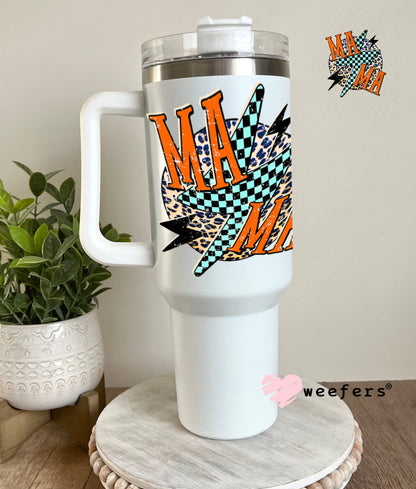 UV DTF Decal - Mama Checkered Lightening Bolt 40oz Tumbler Weefers