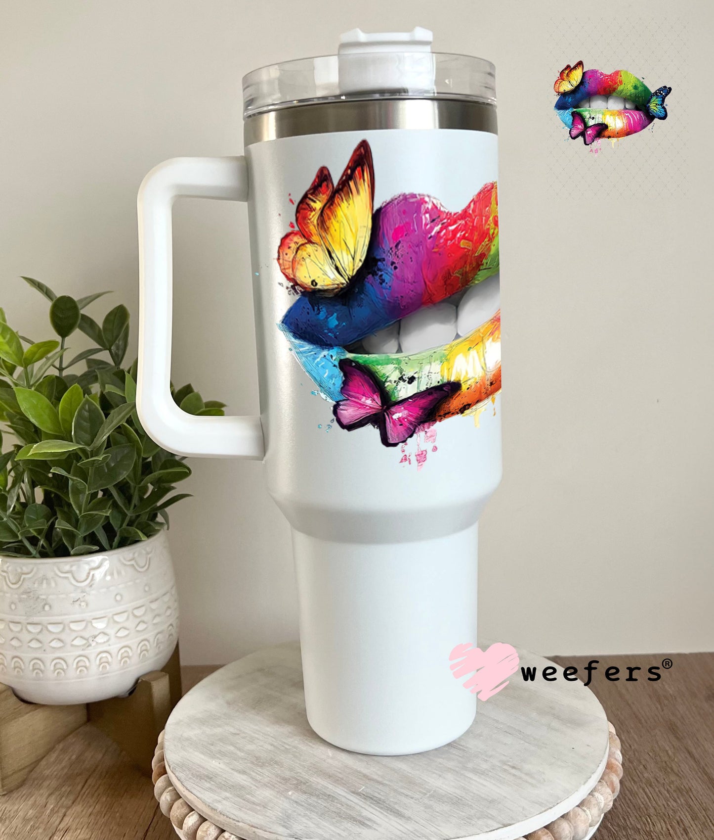 UV DTF Decal - Rainbow Lips 40oz Tumbler Weefers