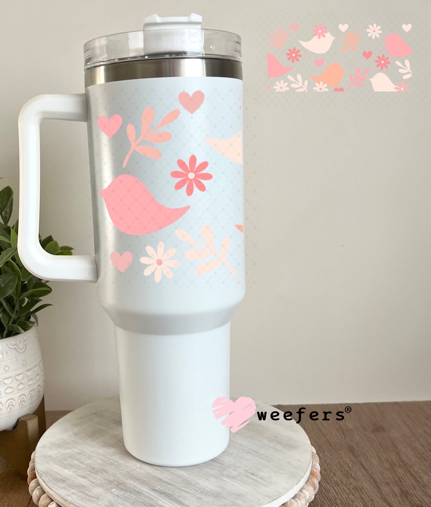 UV DTF Cup Wraps - Birds and Flowers 40oz Tumbler Weefers