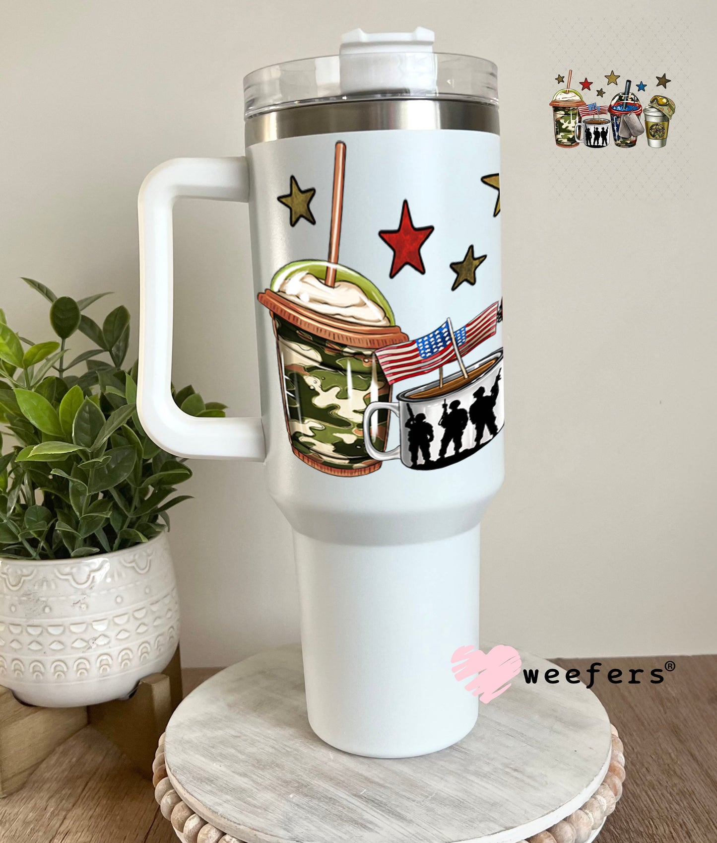 UV DTF Decal - Military Coffee 40oz Tumbler Weefers