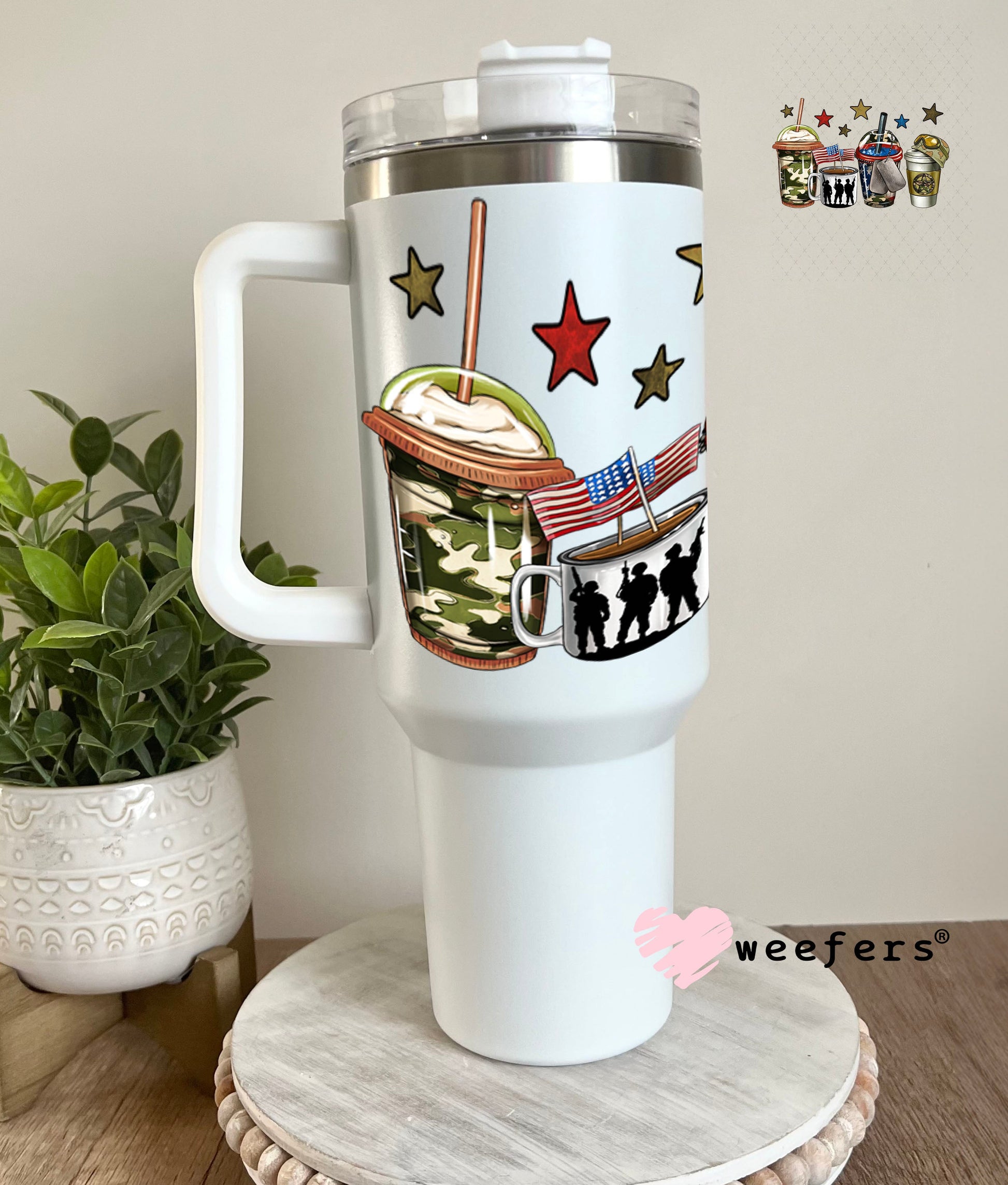 UV DTF Decal - Military Coffee 40oz Tumbler Weefers