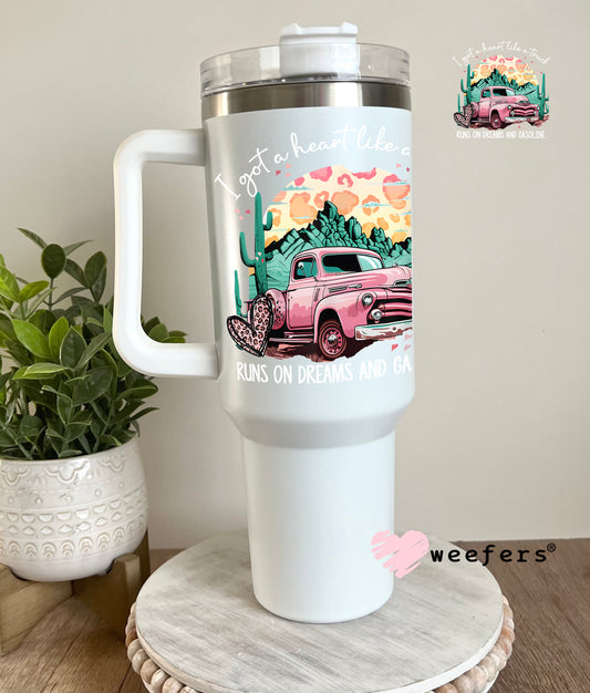 I've Got a Heart Like a Truck UV DTF Decal 40oz Tumbler Decal Weefers