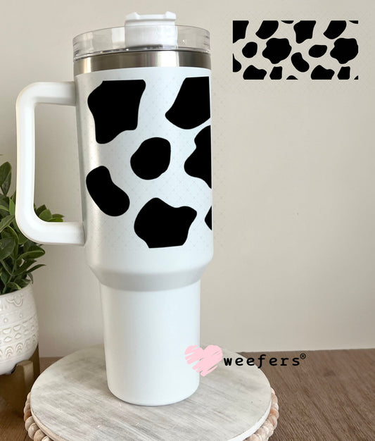 UV DTF Cup Wraps - Black Cow Print 40oz Tumbler Weefers