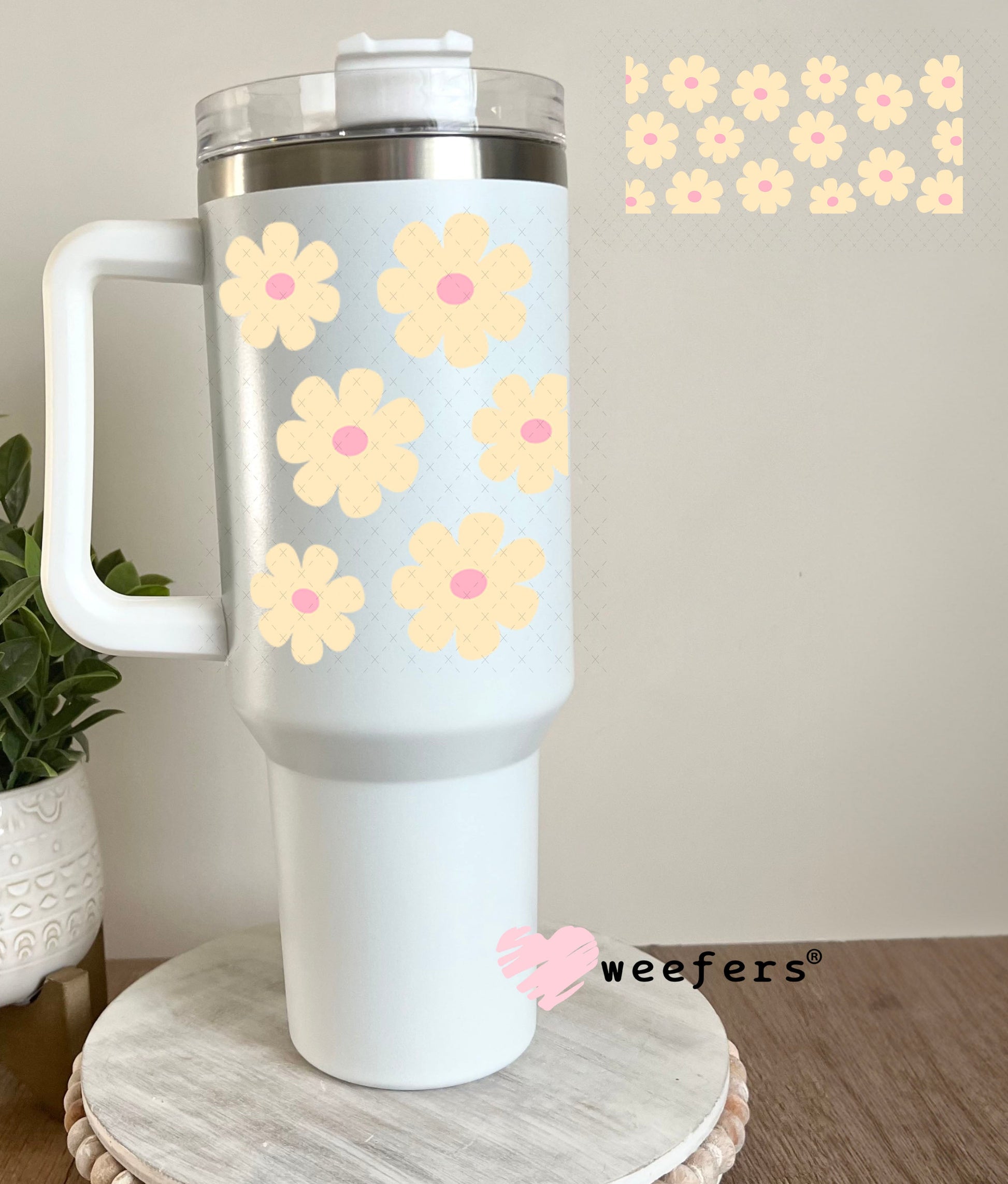 UV DTF Cup Wraps - Peach Daisies 40oz Tumbler Weefers