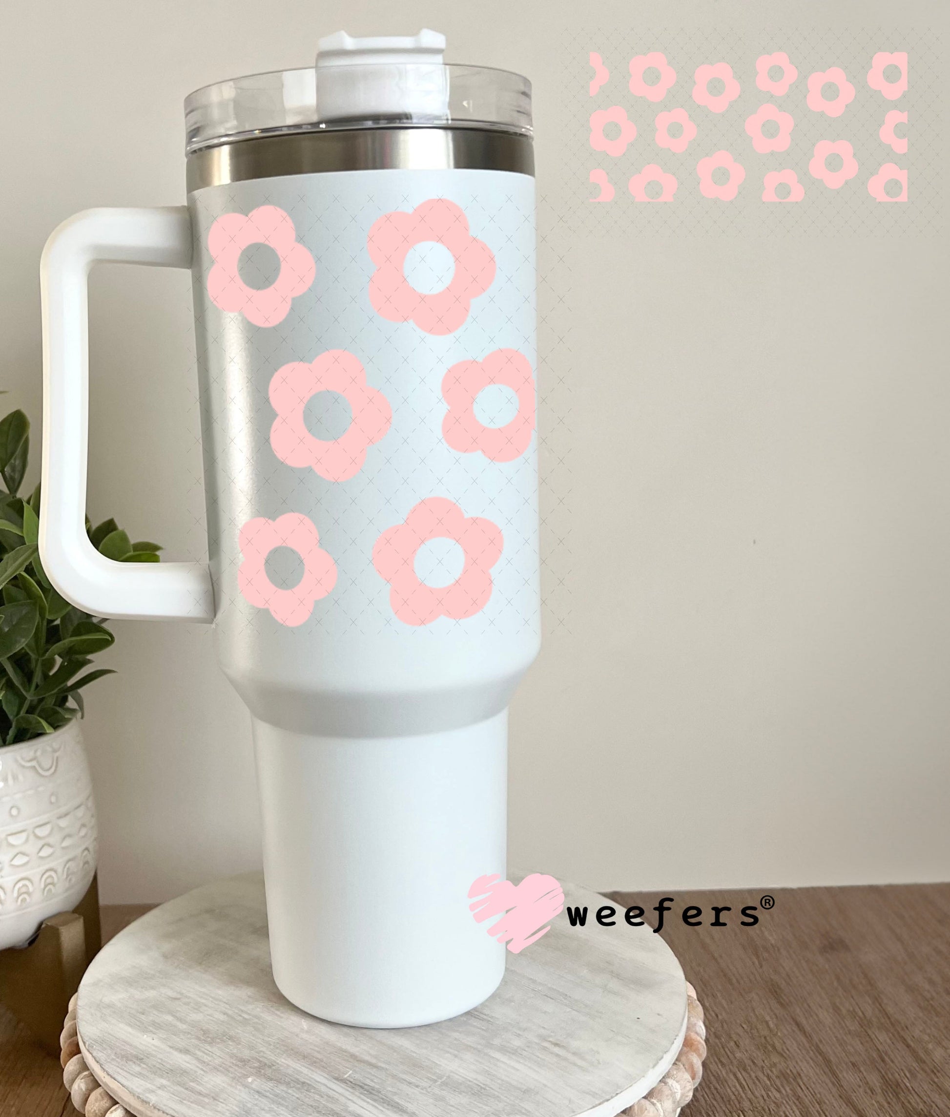 UV DTF Cup Wraps - Blush Daisies 40oz Tumbler Weefers