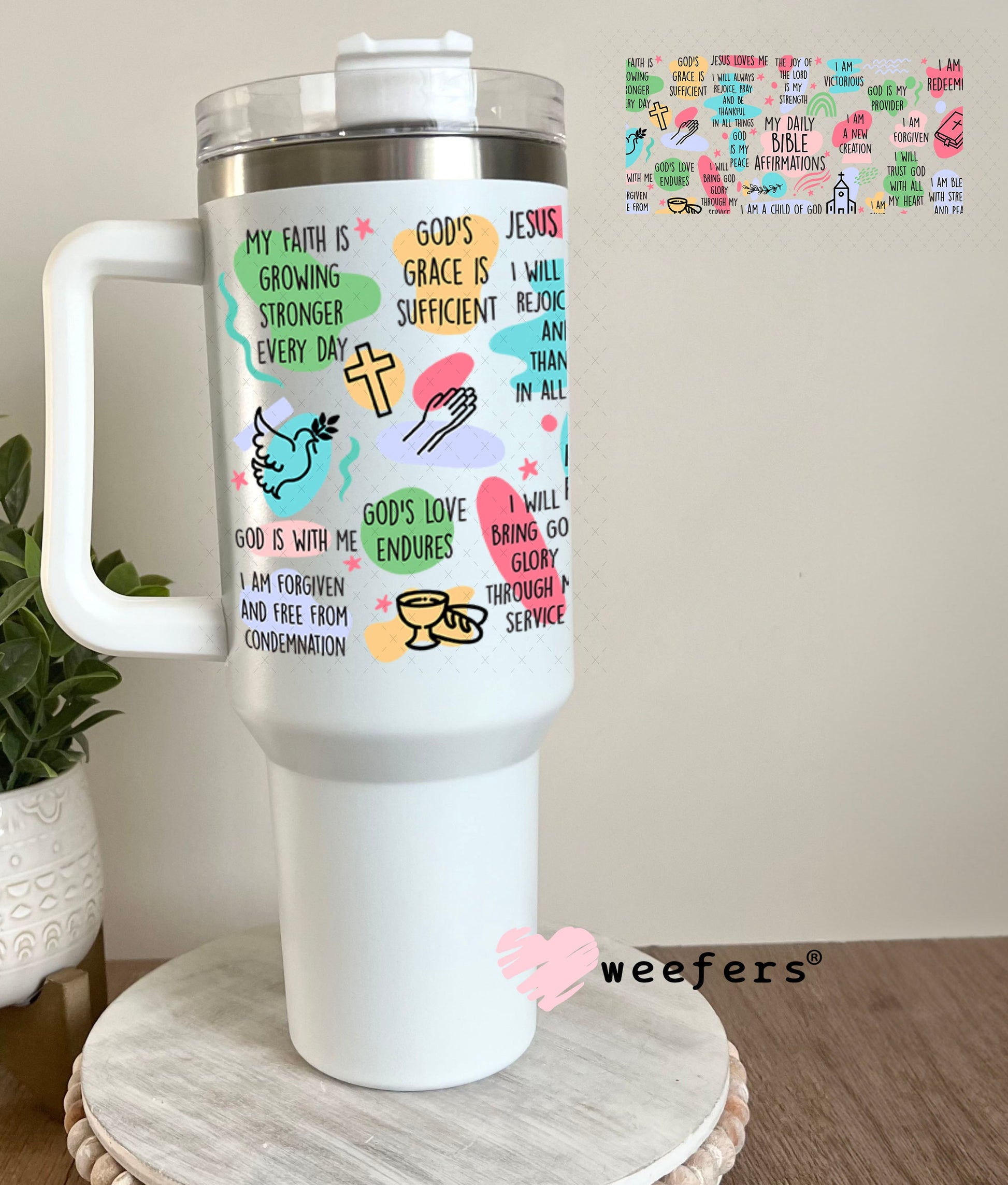 UV DTF Cup Wraps - My Daily Bible Affirmations 40oz Tumbler Weefers