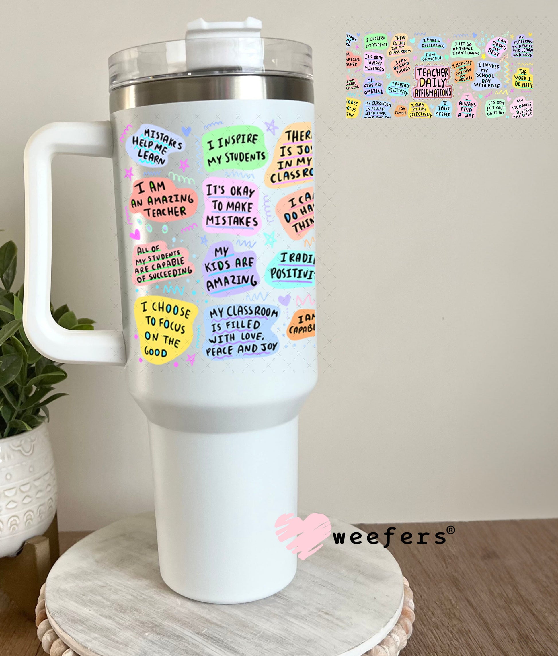 UV DTF Cup Wraps - Teacher Daily Affirmations 40oz Tumbler Weefers