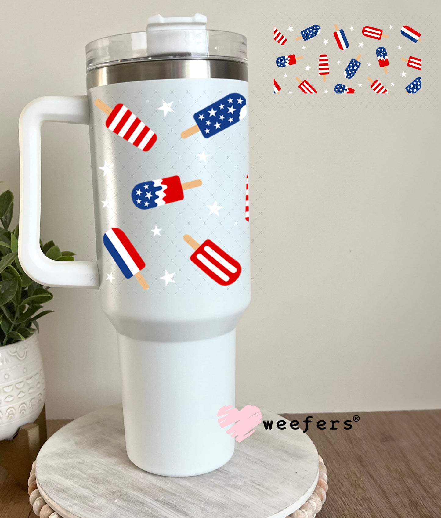 UV DTF Cup Wraps - Red White Blue Popsicles 40oz Tumbler Weefers
