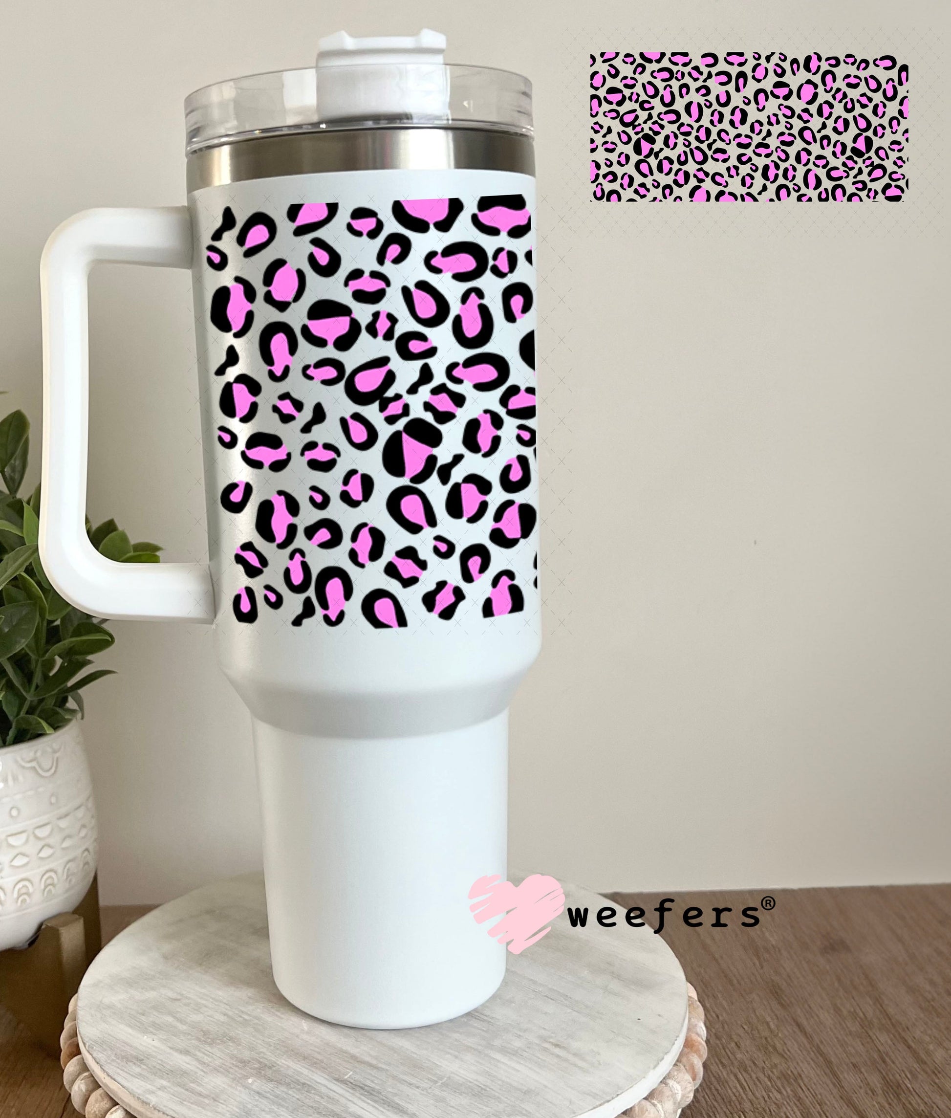 UV DTF Cup Wraps - Pink Cheetah Print 40oz Tumbler Weefers