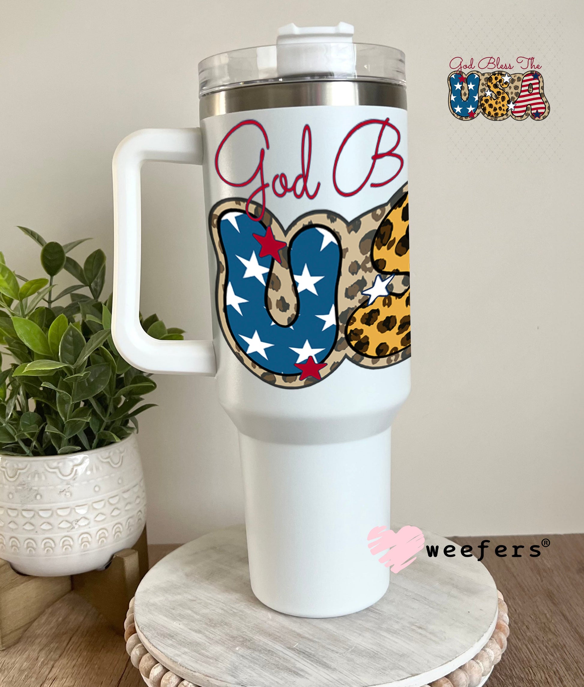 UV DTF Decal - God Bless the USA 40oz Tumbler Weefers