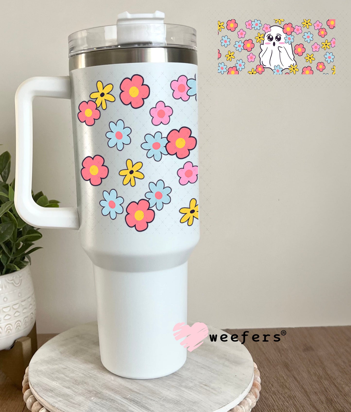 UV DTF Cup Wraps - Ghost Flowers 40oz Tumbler Weefers
