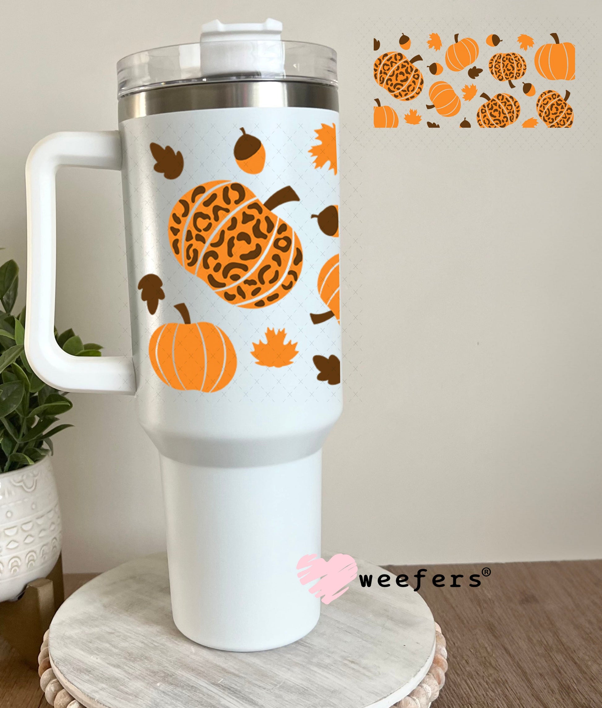 UV DTF Cup Wraps - Fall Pumpkins 40oz Tumbler Weefers