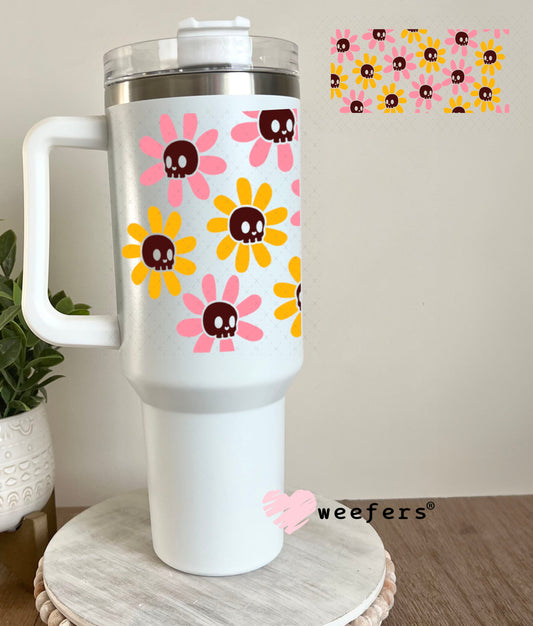 UV DTF Cup Wraps - Skull Flowers 40oz Tumbler Weefers