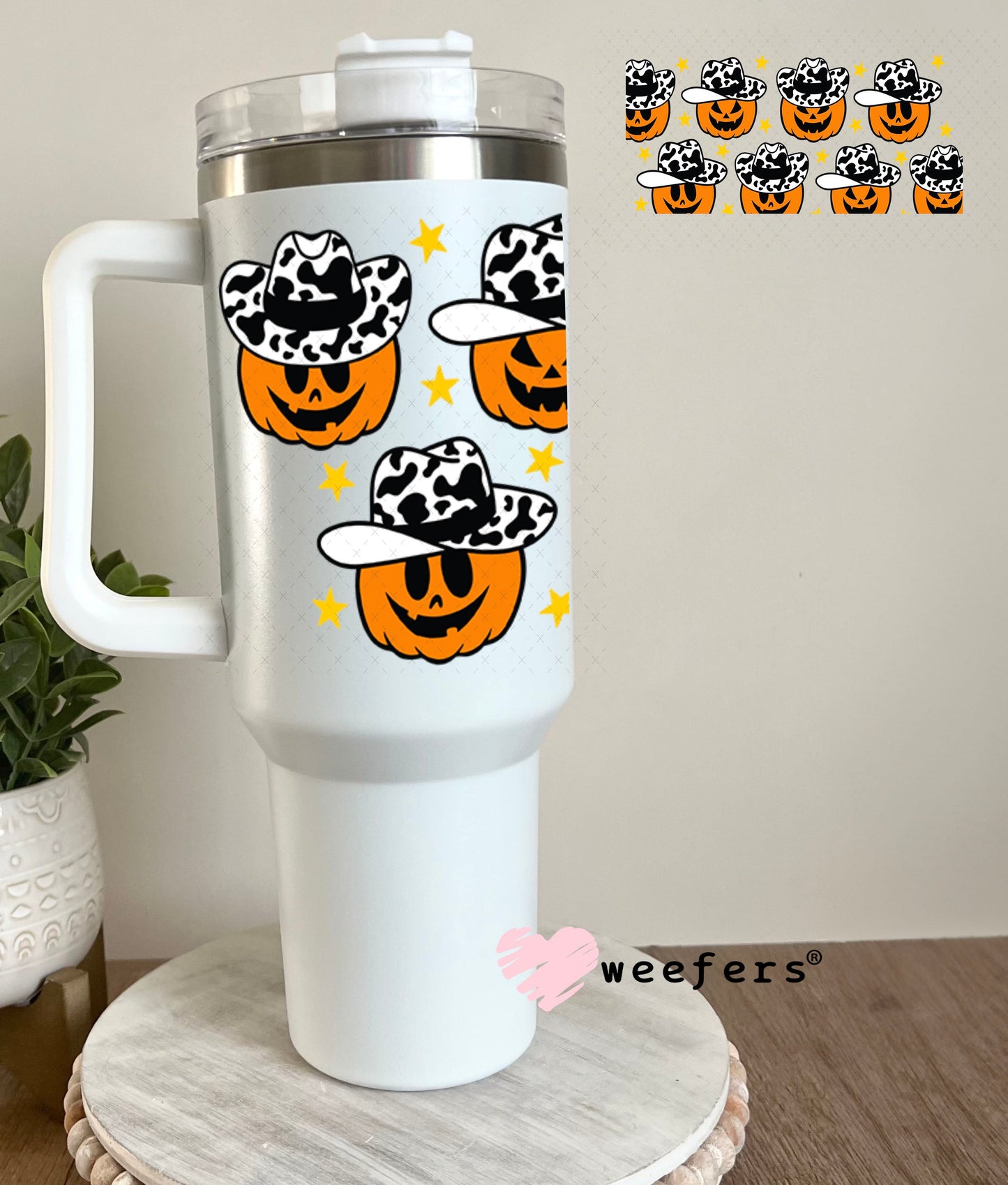 UV DTF Cup Wraps - Cowboy Pumpkins 40oz Tumbler Weefers