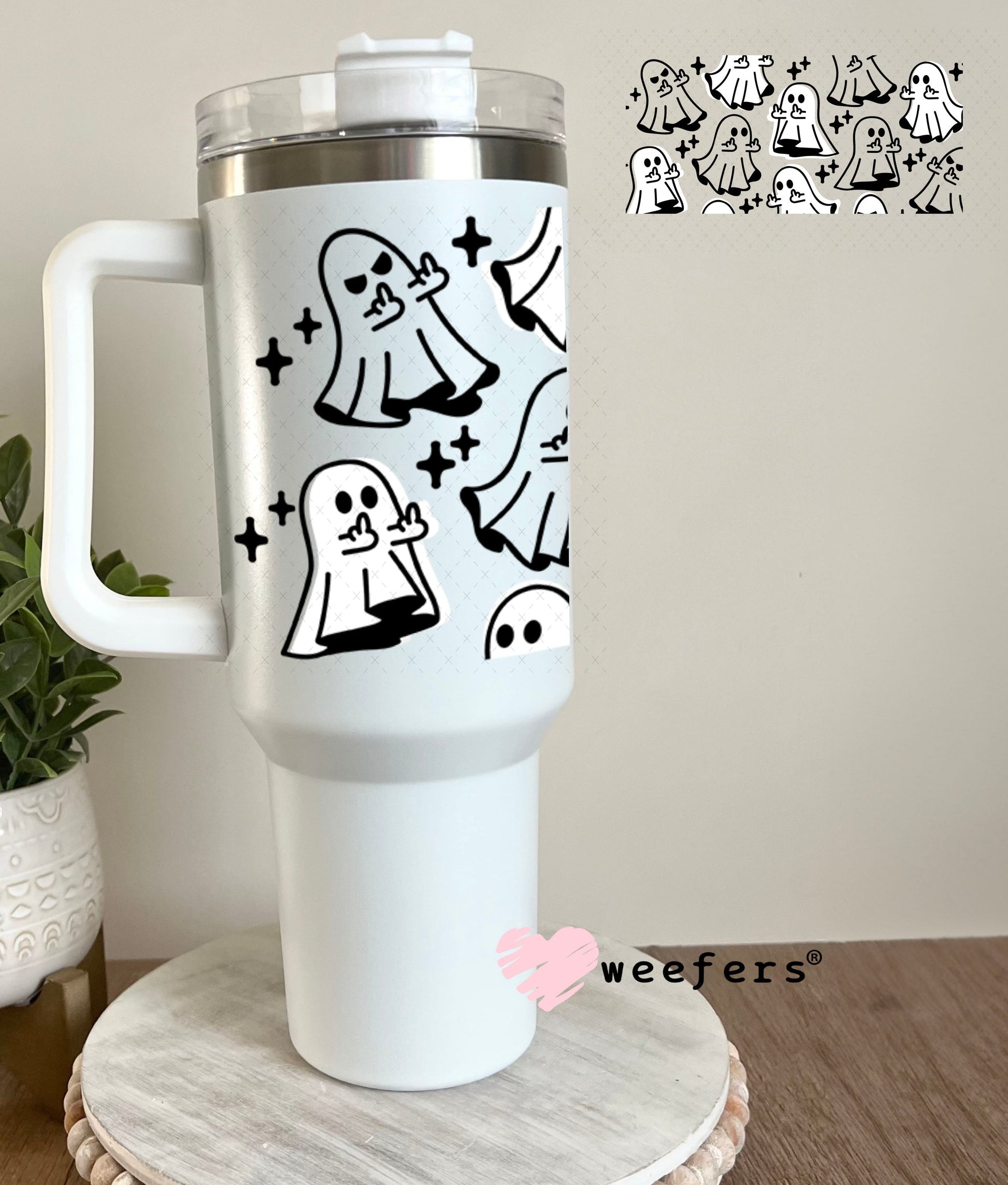 UV DTF Cup Wraps - Middle Finger Ghosts 40oz Tumbler Weefers
