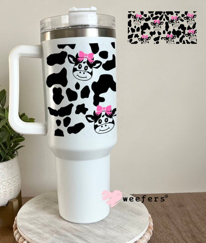 UV DTF Cup Wraps - Cute Pink Bow Cows 40oz Tumbler Weefers