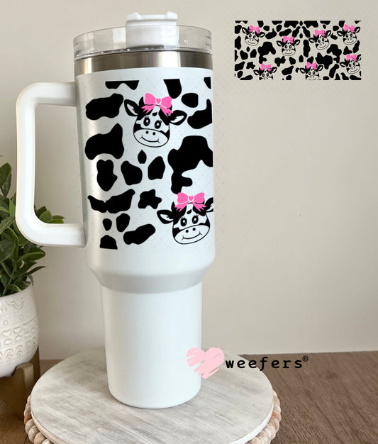 UV DTF Cup Wraps - Cute Pink Bow Cows 40oz Tumbler Weefers
