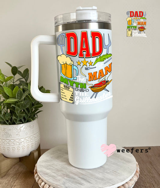 UV DTF Decal - Dad the Man The Grillmaster White 40oz Tumbler Weefers