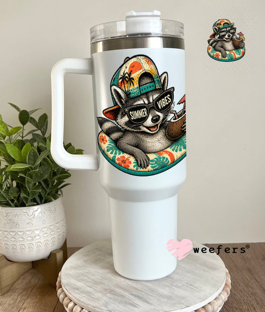 UV DTF Decal - Raccoon Summer Vibes 40oz Tumbler Weefers