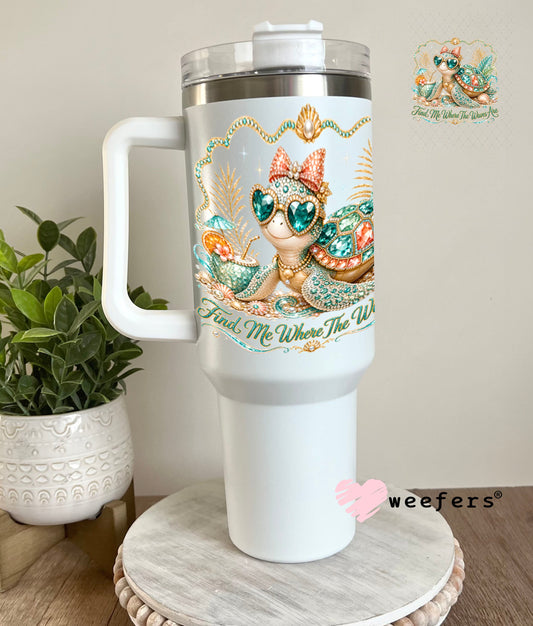 UV DTF Decal - Find Me Where The Waves Are Rhinestone 40oz Tumbler Weefers