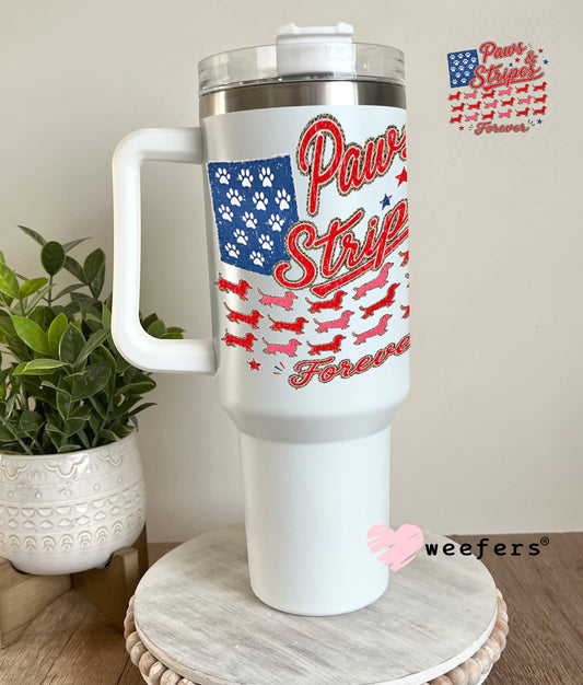 UV DTF Decal - Paws and Stripes 4th of July Dog 40oz Tumbler Weefers