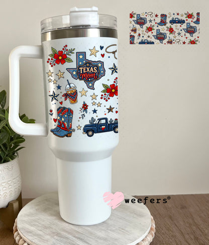 UV DTF Cup Wrap – USA Red White Blue Bows 40oz Tumbler Cup Wrap Weefers
