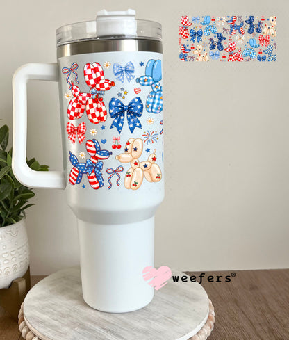 UV DTF Cup Wrap – USA Red White Blue Bows 40oz Tumbler Cup Wrap Weefers