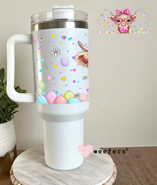 UV DTF Cup Wraps - Bubble Blowing Cow Easter 40oz Tumbler Weefers