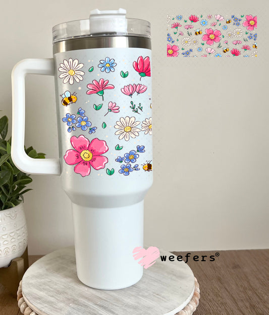 UV DTF Cup Wraps - Bees and flowers 40oz Tumbler Weefers