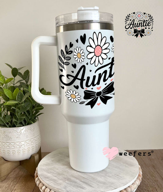 UV DTF Decal - Auntie Black Bow 40oz Tumbler Weefers