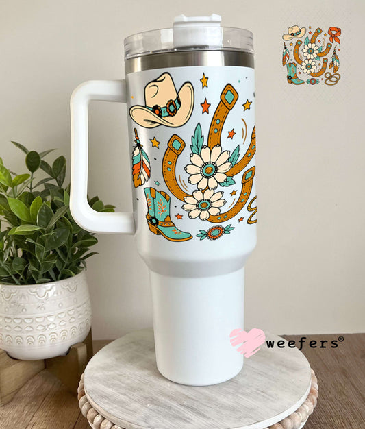 UV DTF Decal - Horseshoes and Cowboy Boots 40oz Tumbler Weefers