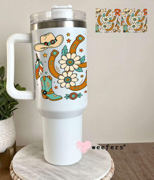 UV DTF Cup Wraps - Horseshoes and Cowboy Boots 40oz Tumbler Weefers