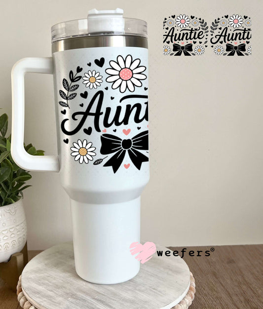 UV DTF Cup Wraps - Auntie Black Bows 40oz Tumbler Weefers