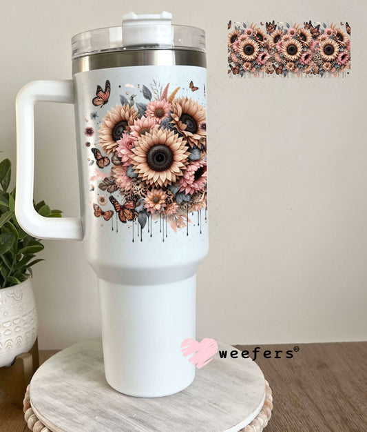 UV DTF Cup Wraps - Peach Sunflowers 40oz Tumbler Weefers