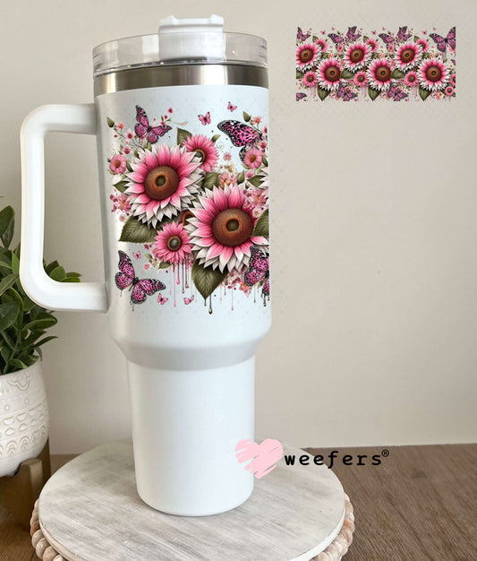 UV DTF Cup Wraps - Pink Sunflowers 40oz Tumbler Weefers