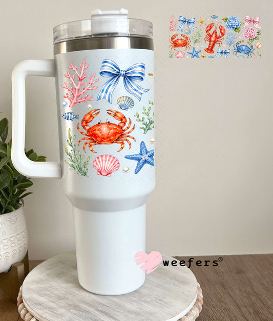 UV DTF Cup Wraps - Coastal Lobster and Crabs 40oz Tumbler Weefers