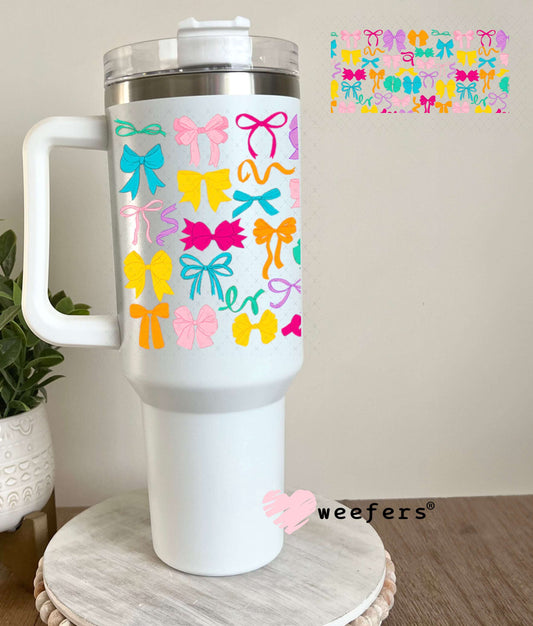 UV DTF Cup Wraps - Bright Colorful Bows 40oz Tumbler Weefers