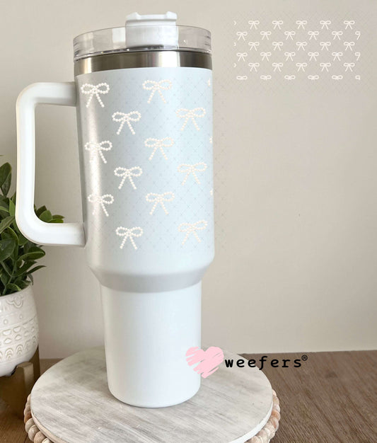 UV DTF Cup Wraps - White Bead Bows 40oz Tumbler Weefers